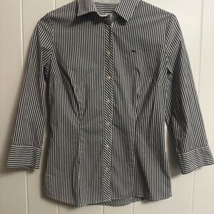 Lacoste Navy and White Striped Shirt